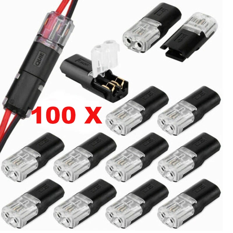 100PCS Double-Wire Plug-in Connector, Cable Clamp with Locking Buckle, AWG 18-22