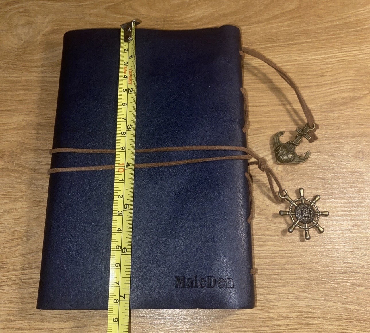 VTG PU Leather Writing Journal Notebook 7″ Blue Nautical Embossed Spiral 79 Pgs