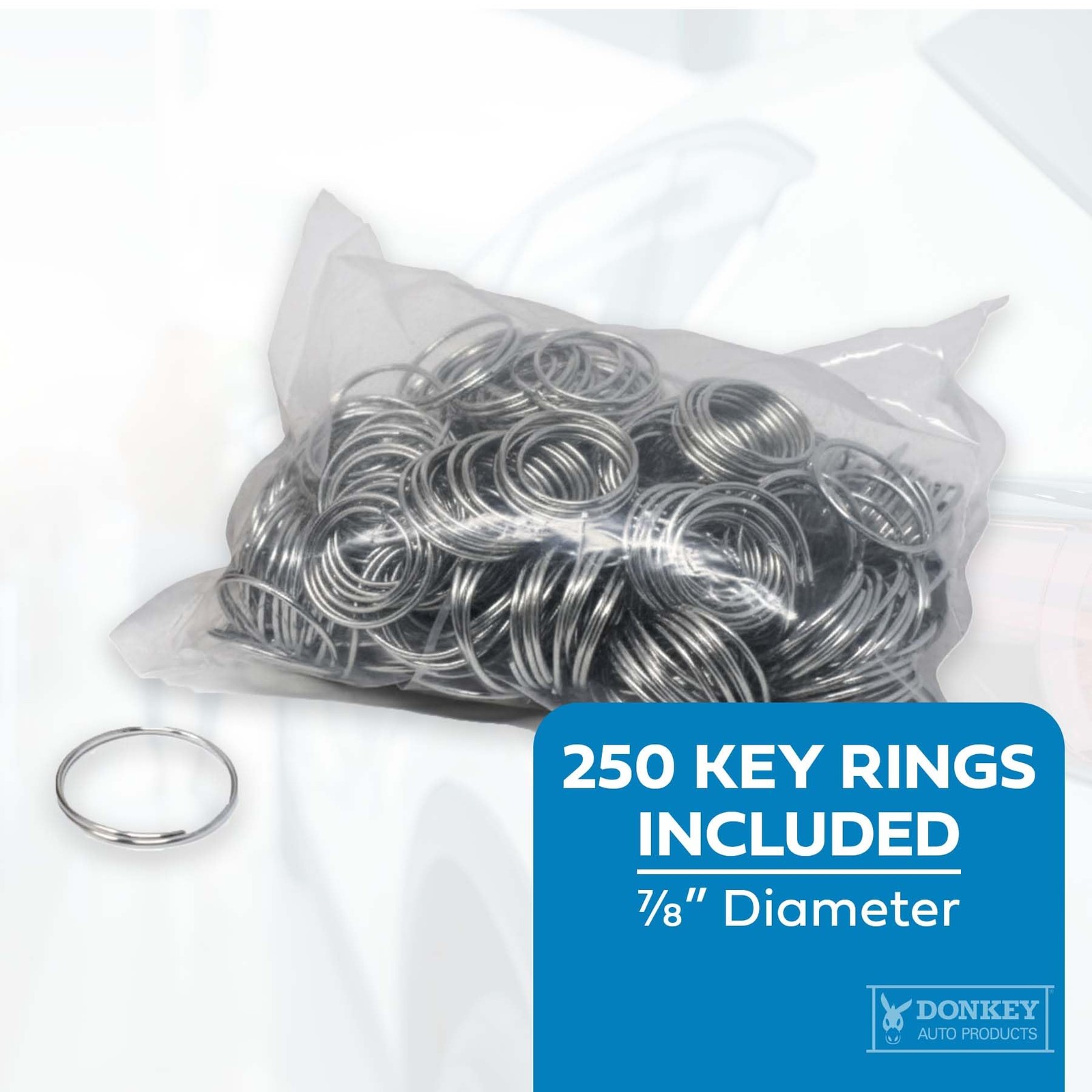 Donkey Key Tags, Laminated Self-Protecting (250 Tags Per Box with Metal Rings…