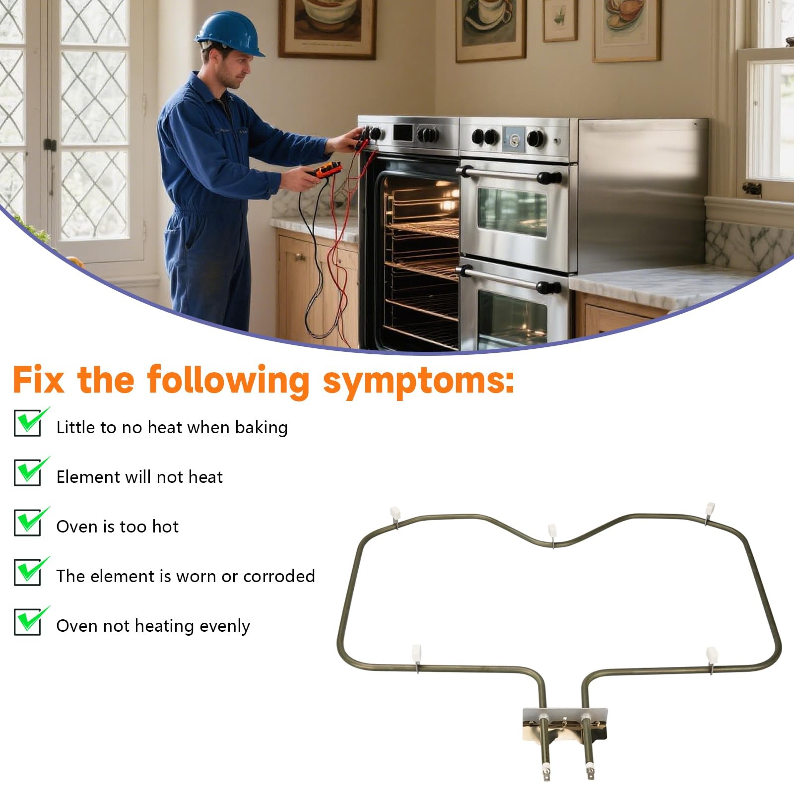 PJ010004 Bake Element for Range Oven Compatible with Brands Replaces with CVDSC3
