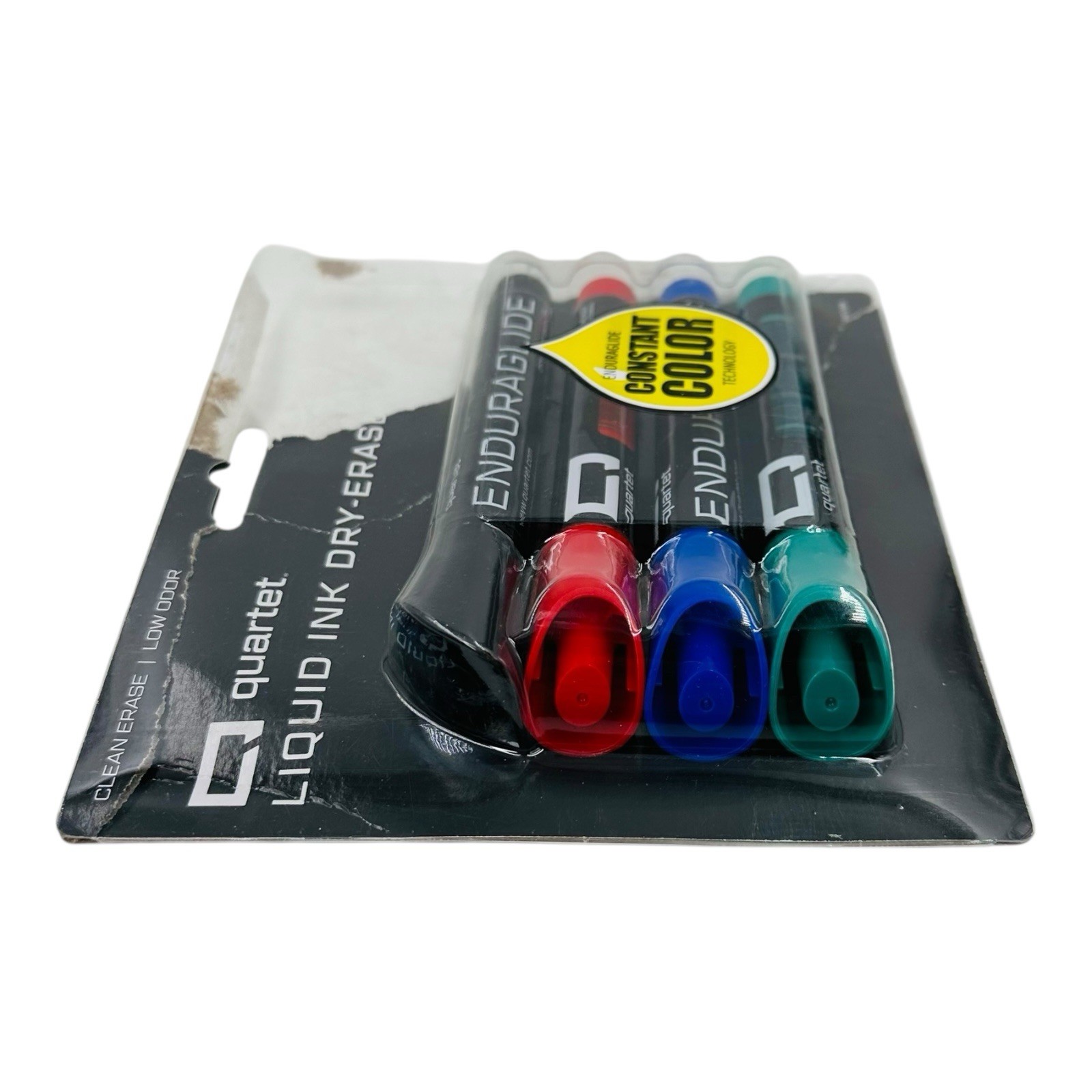 4 Markers Quartet Liquid Ink Dry Erase Markers Black, Red, Blue, Green Chisel