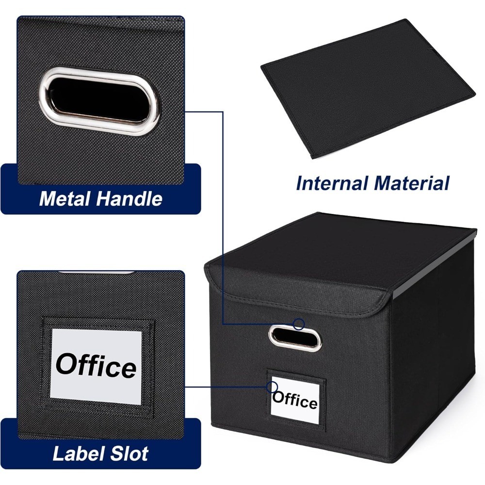 Large Hanging File Organizer Box with Lid, Portable Collapsible Storage File Box