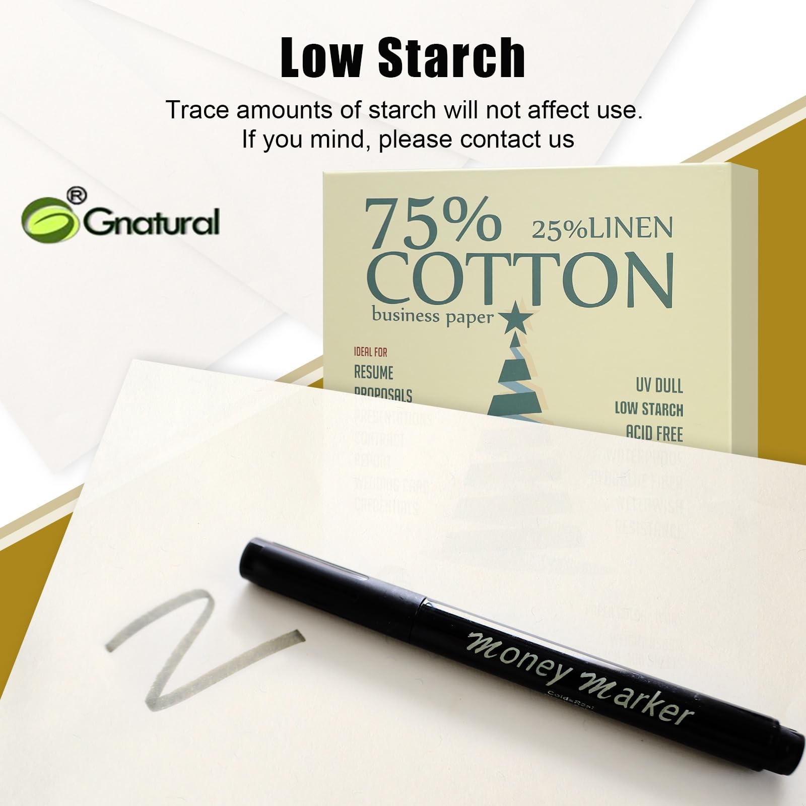 75% Cotton 25% Linen Business Paper, Ivory 85gsm 8.5″W x 11″L 85 GSM,