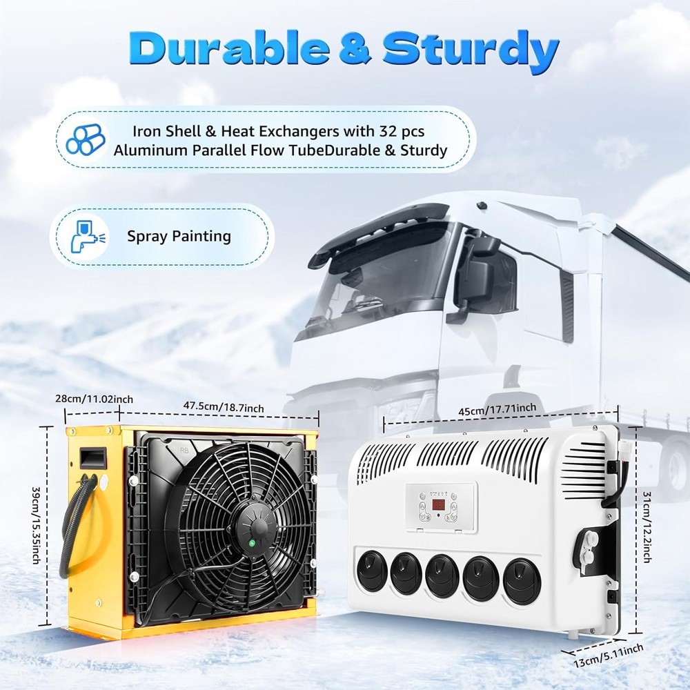 12V 11000 BTU Truck Air Conditioner Split AC For Semi Trucks Bus RV Caravan US