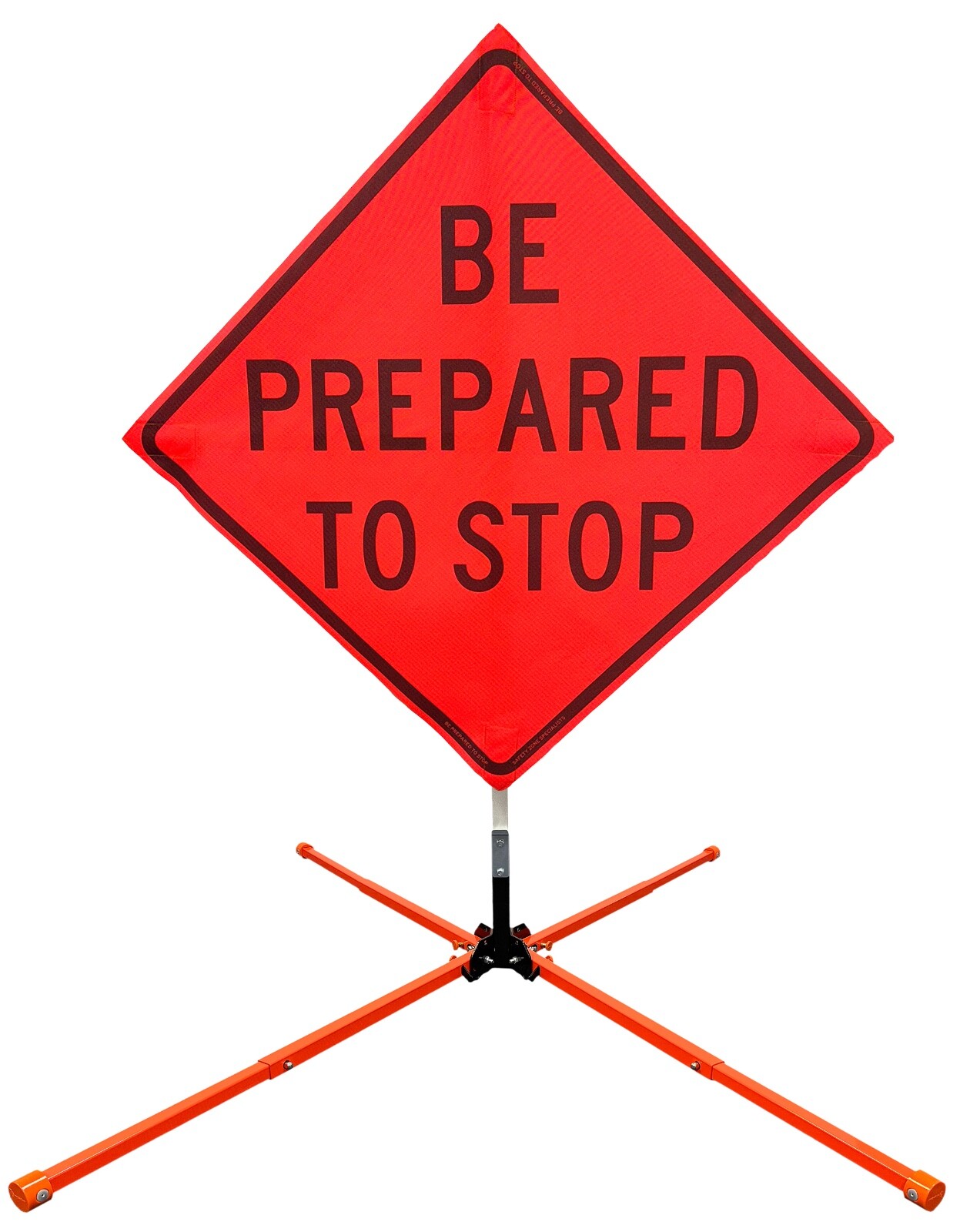 36″ Mesh Orange MUTCD Roll-Up Traffic Safety Sign & Steel Sign Stand Kits