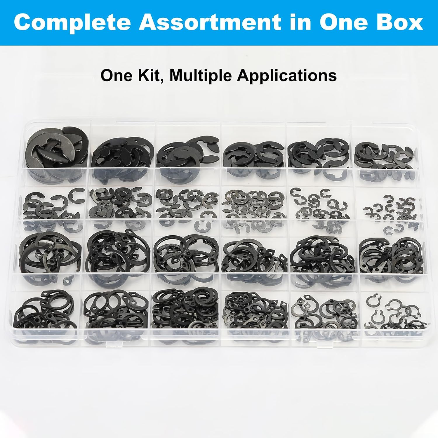324Pcs C Clips E Clips Assortment Kit External Snap Rings Carbon Steel Shaft