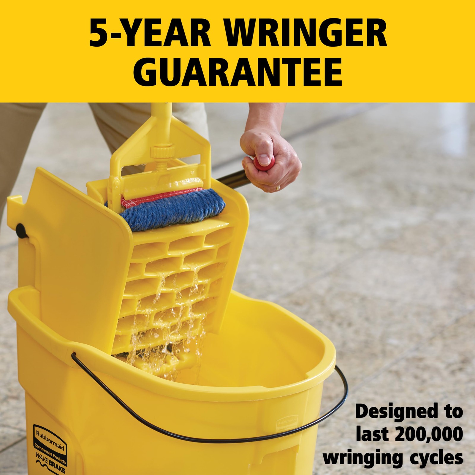 Rubbermaid Commercial Products WaveBrake 35 Qt. Side-Press Mop 35 Qt, Yellow