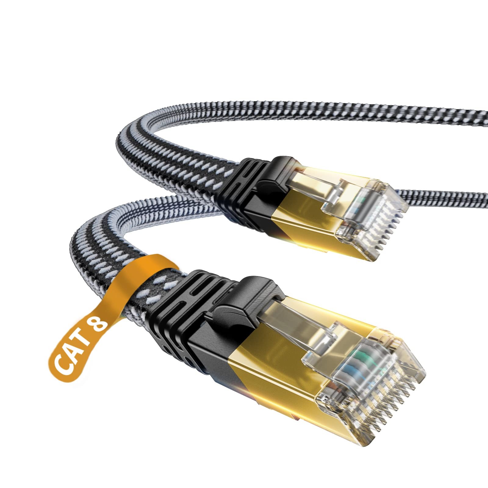 DanYee Cat 8 Ethernet Cable, 3ft, Nylon Braided, High Speed, RJ45, 2000 MHz, Bla