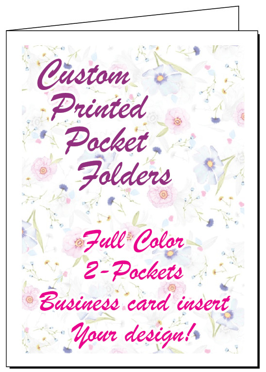Printed Presentation Folders, 100 Full Color Custom 2-Pocket, Your Logo & Design