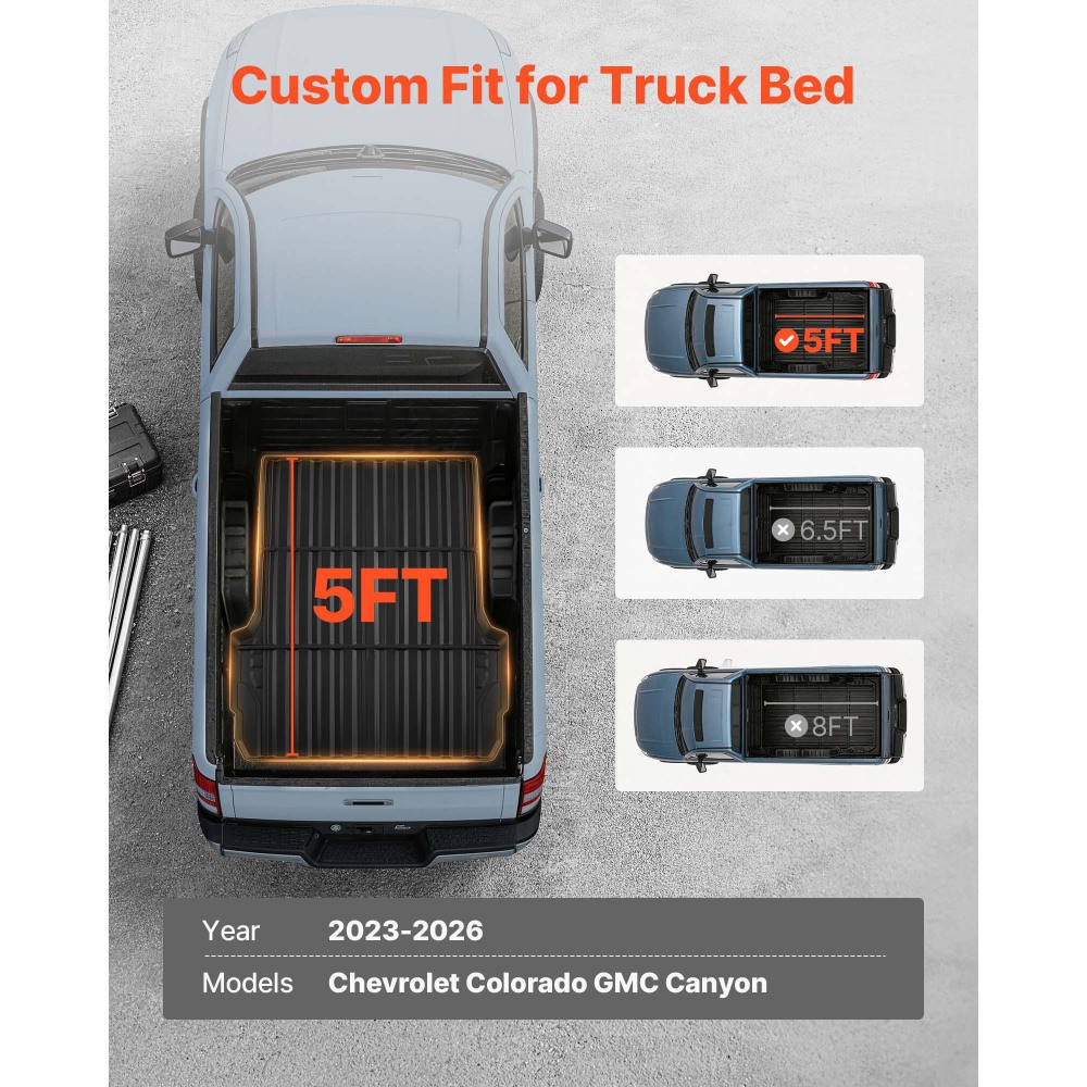 TPE Truck Bed Mat for Colorado/Canyon 2023-2026 5FT Bed