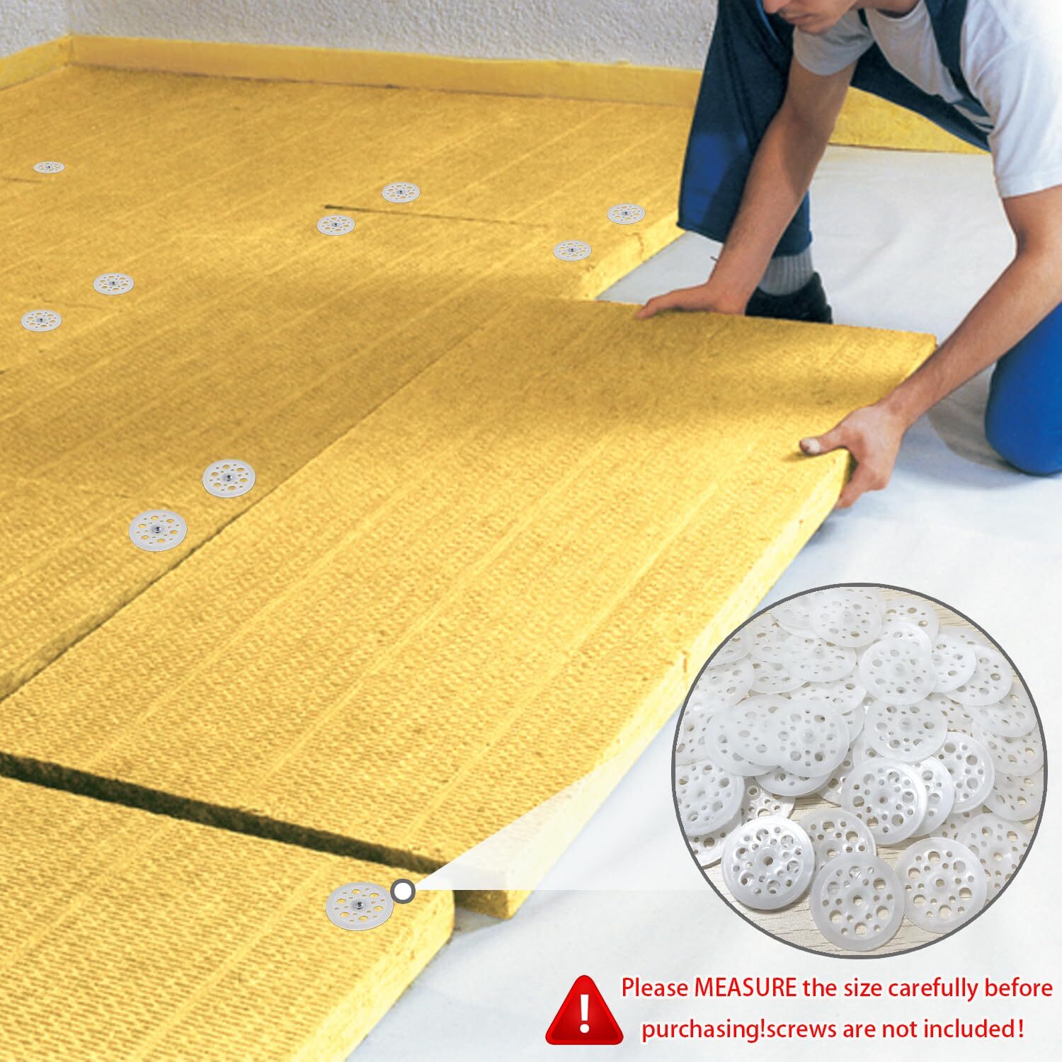 600 Pcs 45 mm White Plastic Washer Foam Board Fasteners and Load Spreading Po…