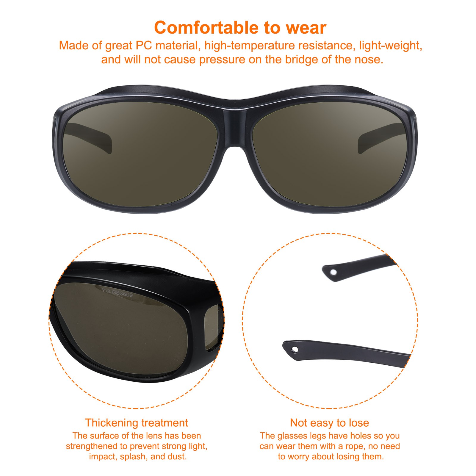 Welding Glasses IR Shade 4 CE Certified Protective Glasses Wrap-Around Lens New