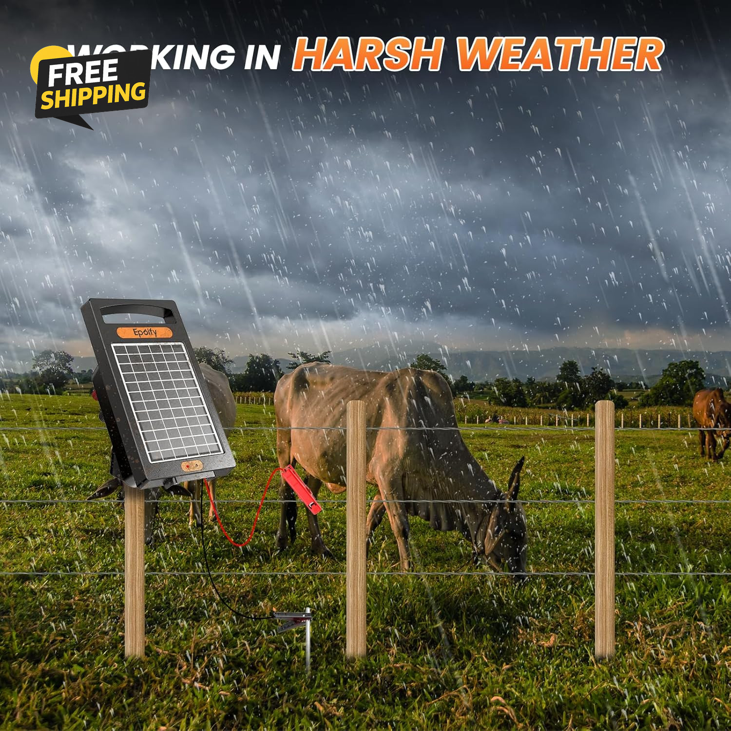 24H Uninterrupted Protection Solar Fence Charger 10 Miles Electric Fence Charger