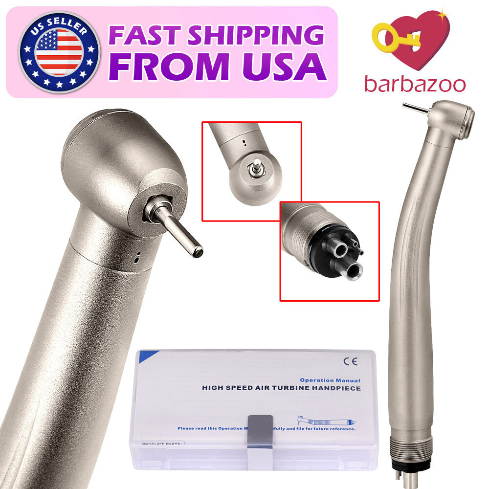 Dental High Speeds Handpiece Ceramic Rotor Push Button 4 Holes Single Way Spray