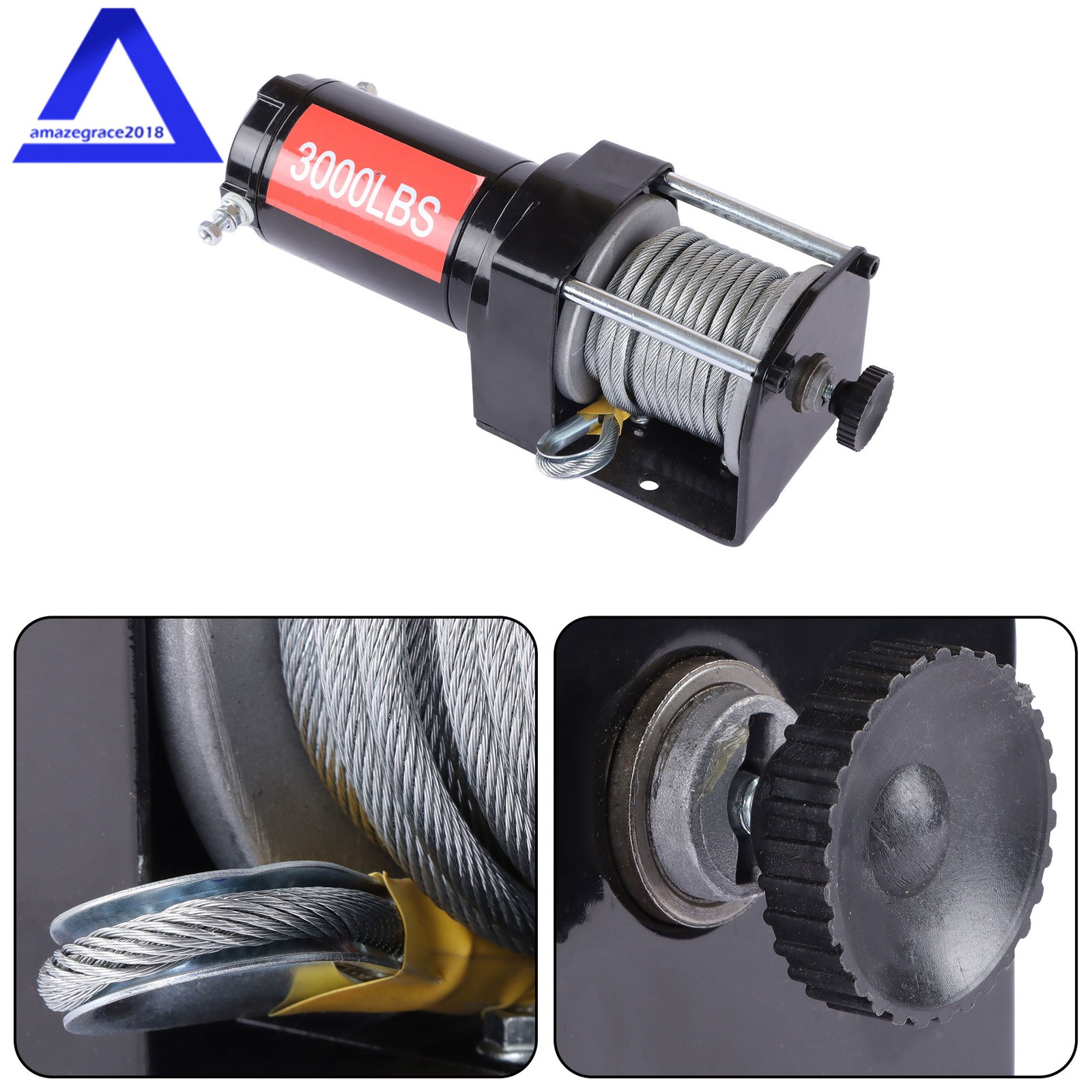 12VDC 3000LBS 1.3HP Electric Winch 32ft Synthetic Rope 2.5m Wired Remote IP55