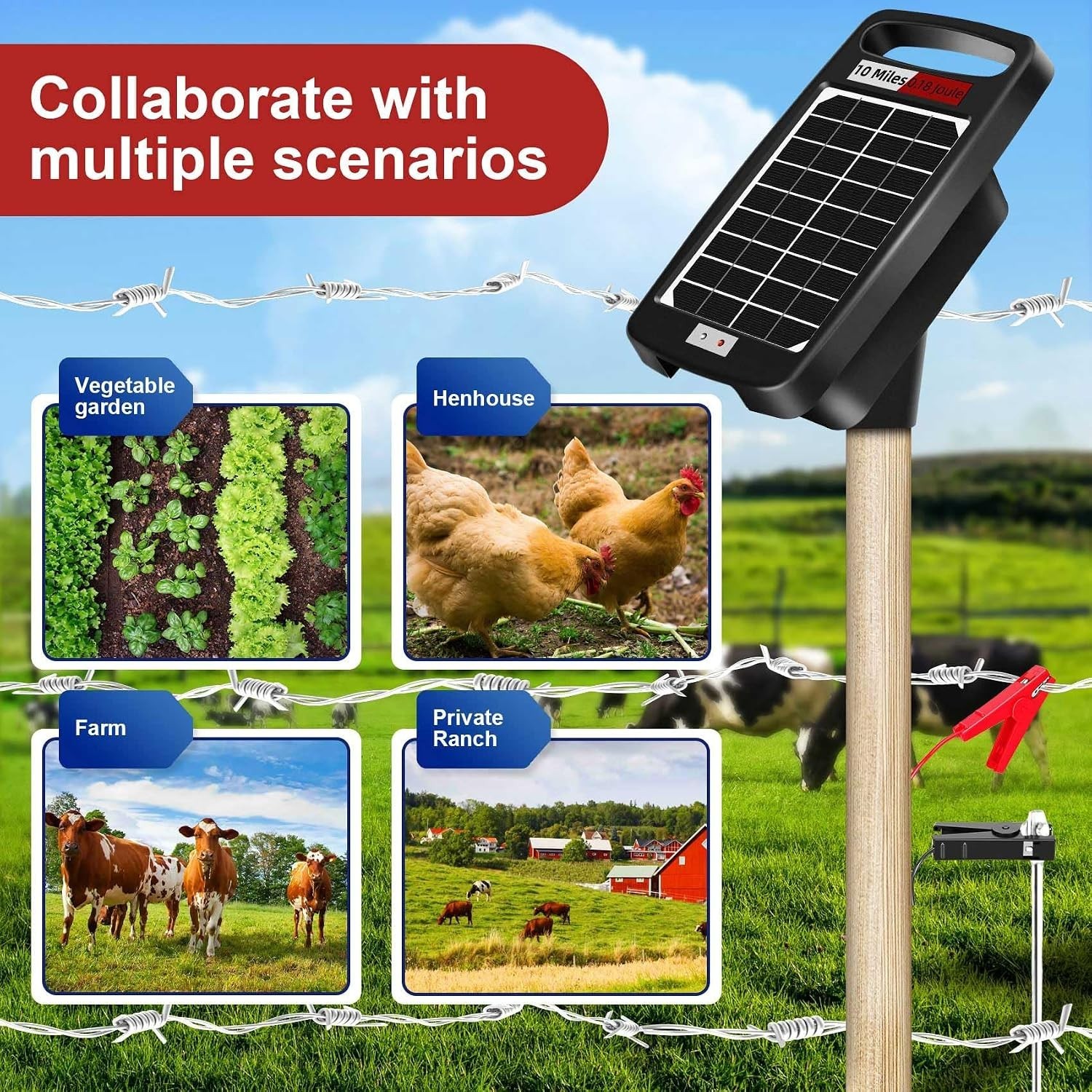 Rugged Portable Solar Fence Energizer – 24/7 Livestock Protection & Easy Setup