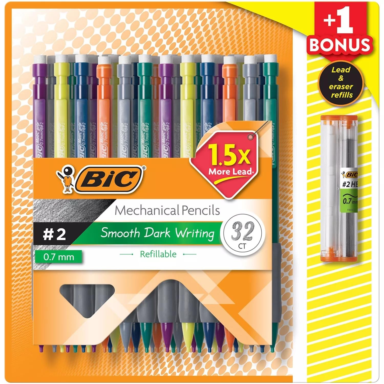 32ct BIC Matic Grip Mechanical Pencil, HB #2, 0.7mm, Pencils