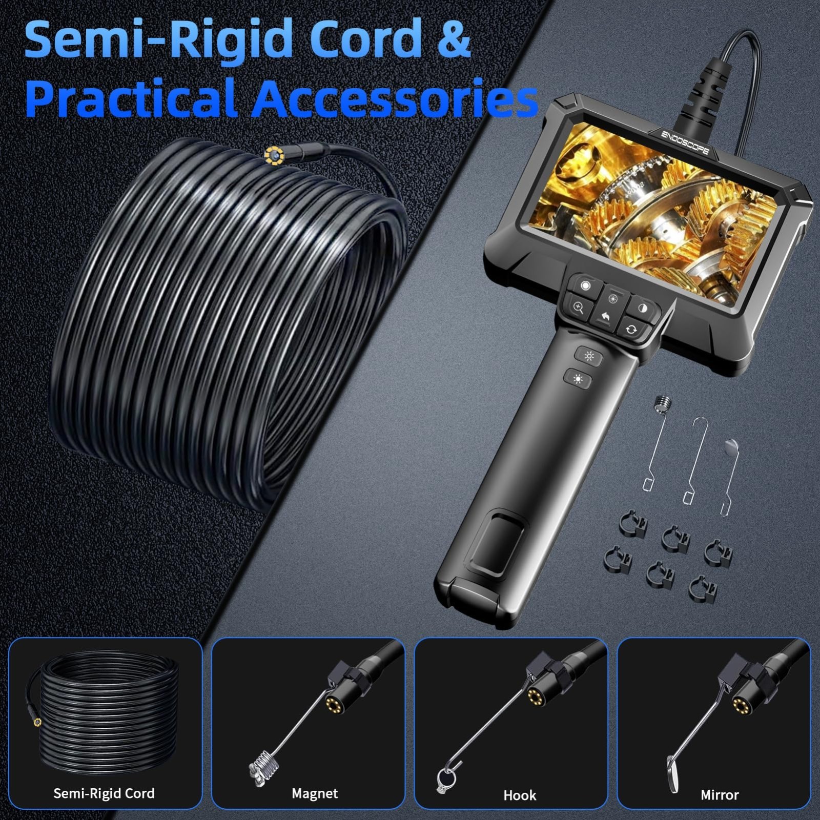 Borescope Camera with Light, 16.5ft Endoscope Inspection,Waterproof Snake Camera