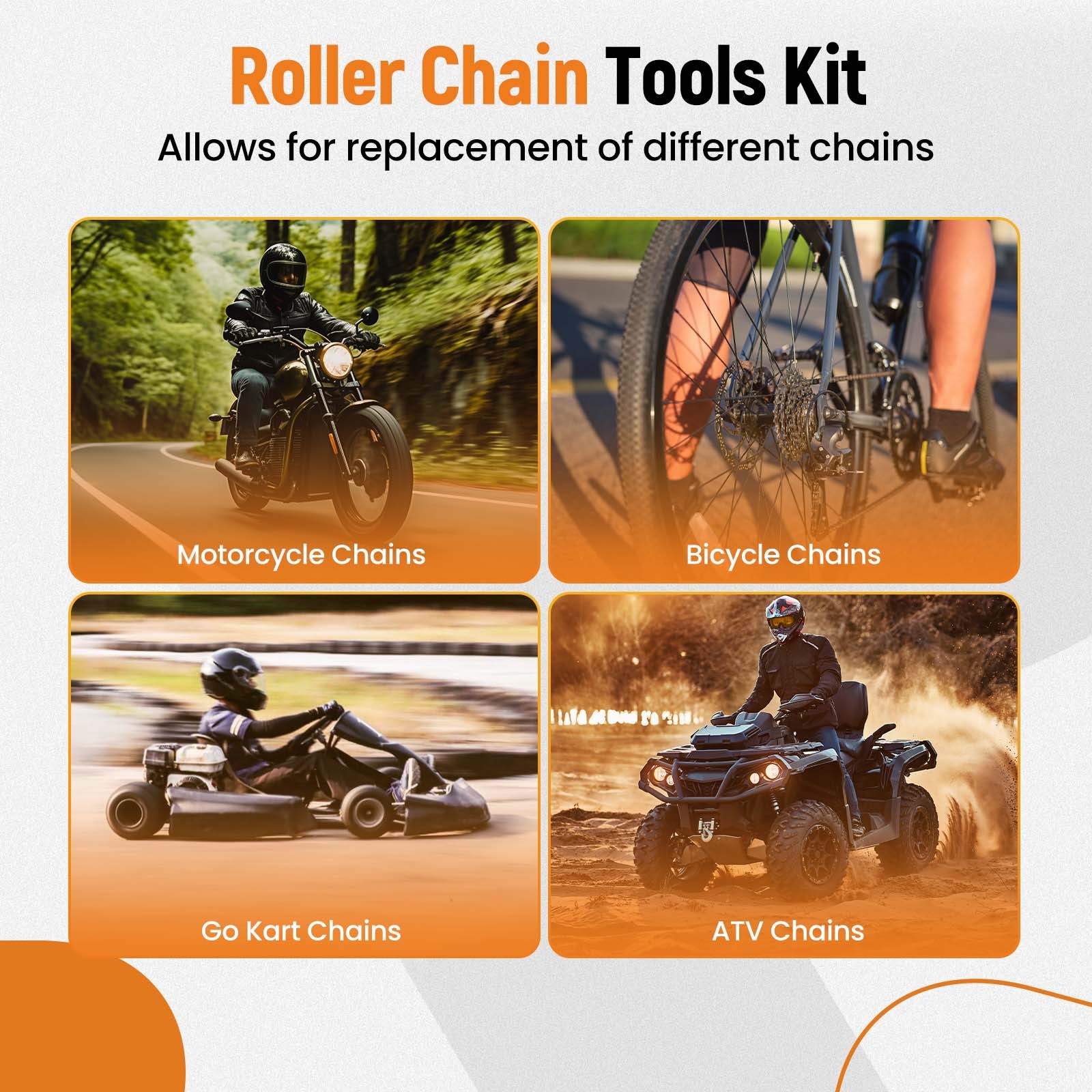60-100 Roller Chain Connecting Puller Holder+Detacher Breaker Cutter Kit