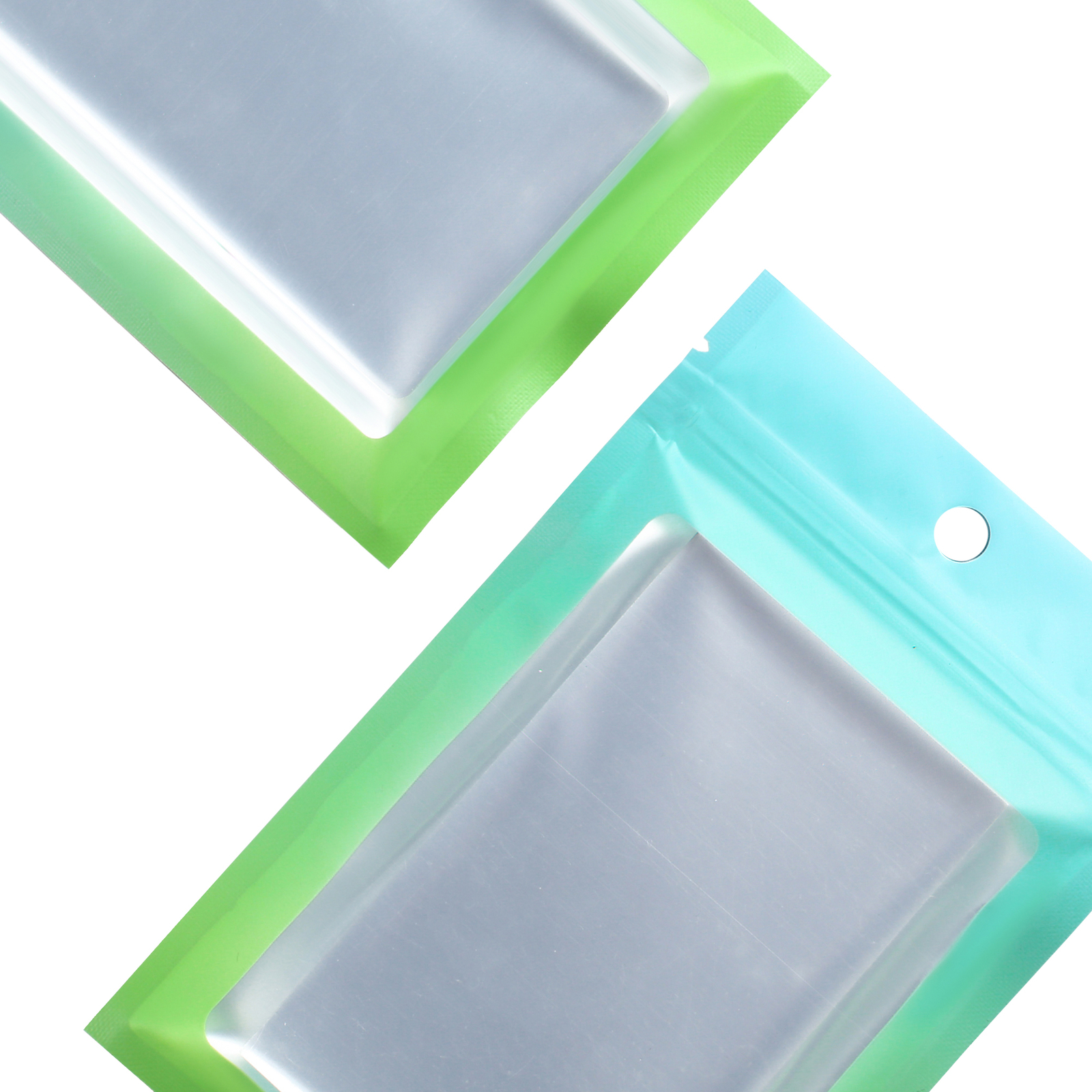 200/500 Gradient Green Blue Mylar Foil Matte Bags Resealable Zipper Seal Pouch