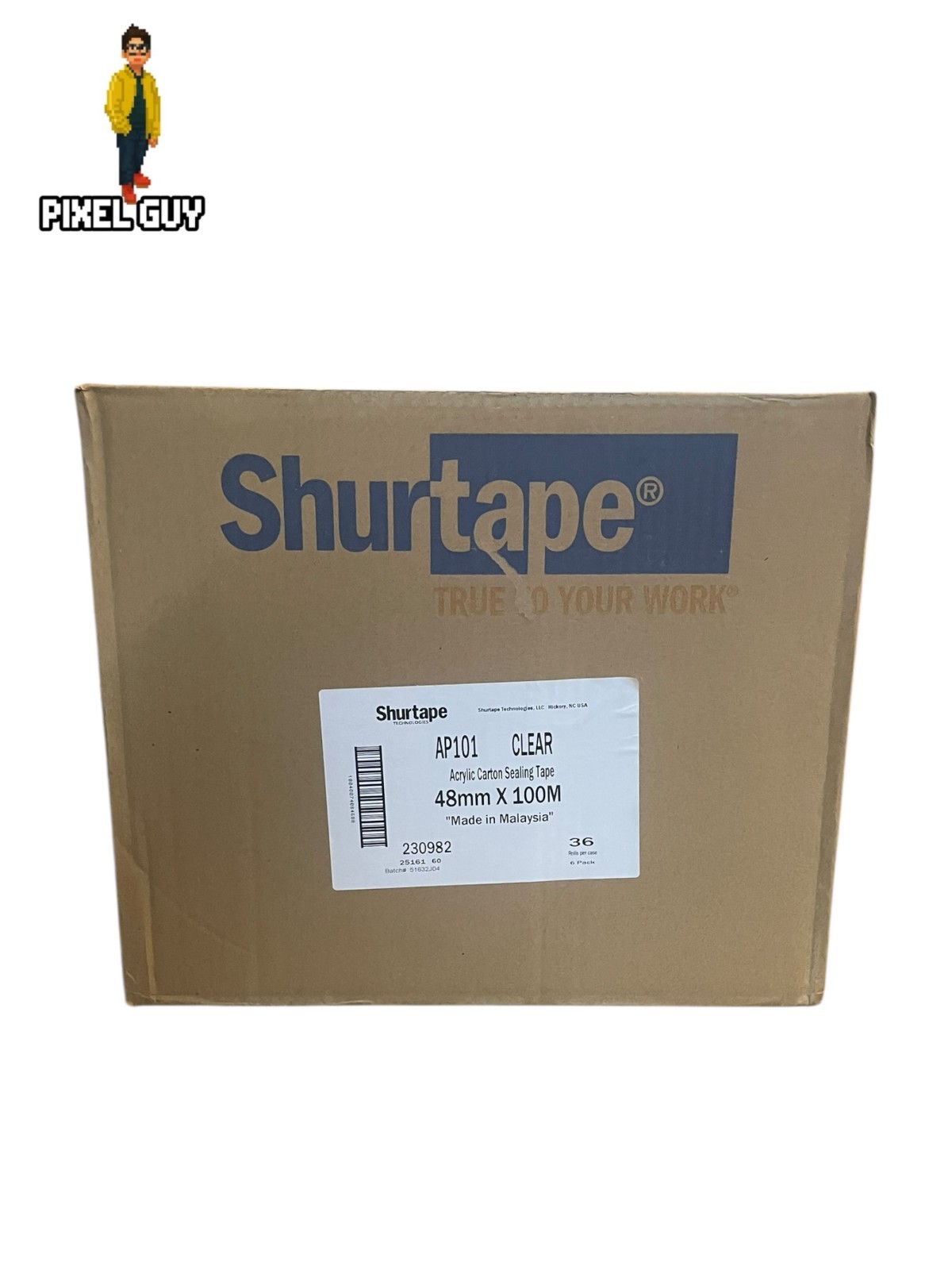Case of 36 Shurtape AP 101 Acrylic Film Clear Tape 100m Length x 48mm Width