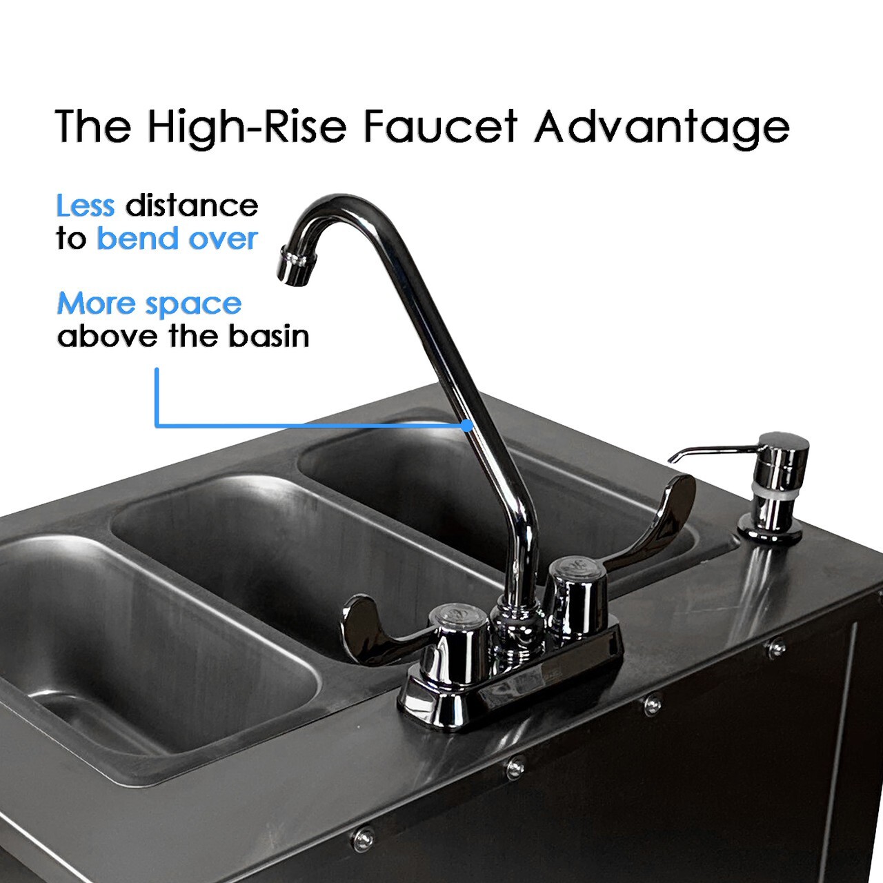 Portable Stainless Steel Sink Warewashing Station Hot/Cold Water & Splash Guard
