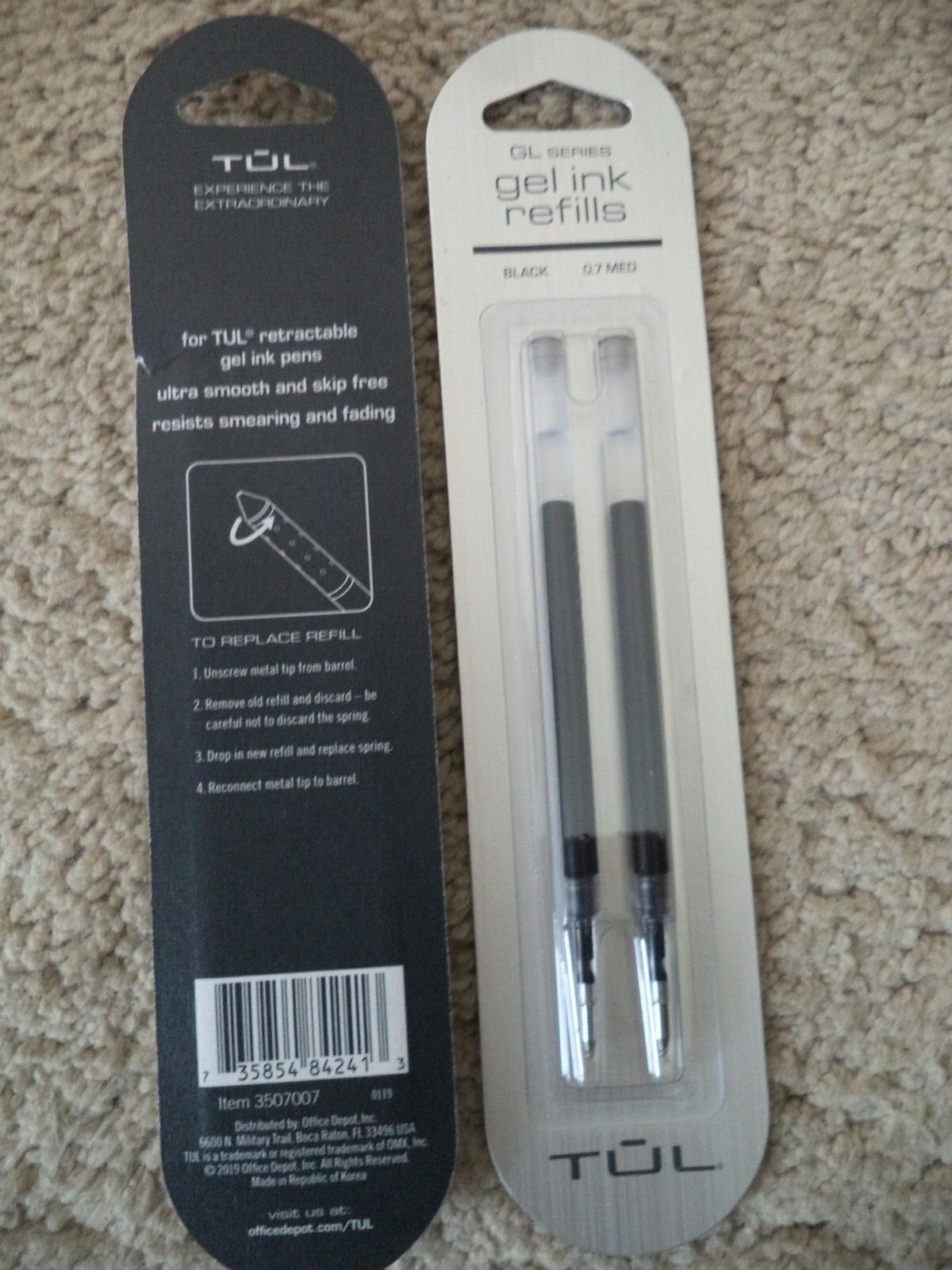 4 TUL GL SERIES Gel Pen Refills Medium Point 0.7MM BLACK Ink 3507007