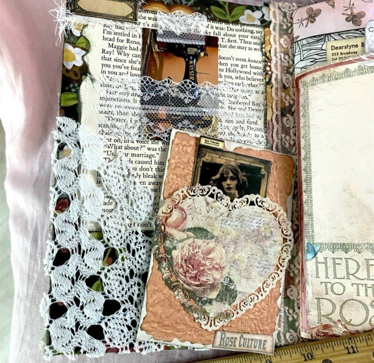 Handmade Shabby Chic Layered Junk Journal – Romantic Floral Scrapbook Diary Book
