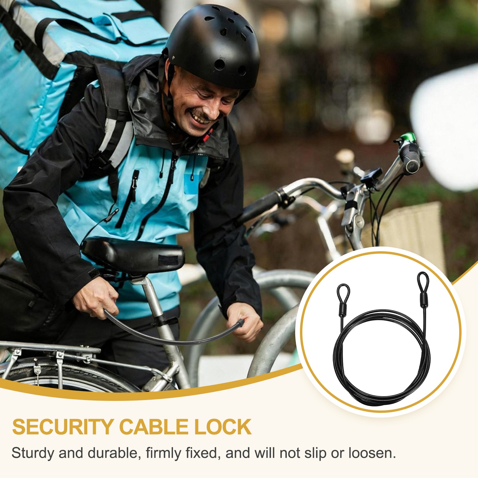 3pcs 1/8″ Dia 4.9ft Security Cable Lock Vinyl Coated Steel with Loops Black