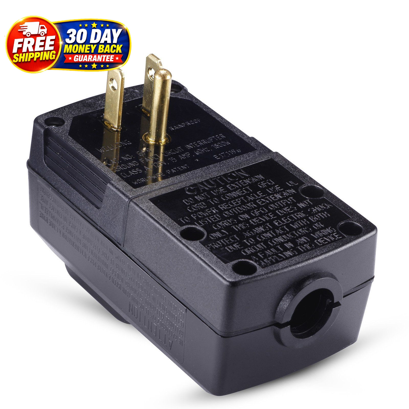Plug Replacement 15 Amp 3 Prong Medium, Black