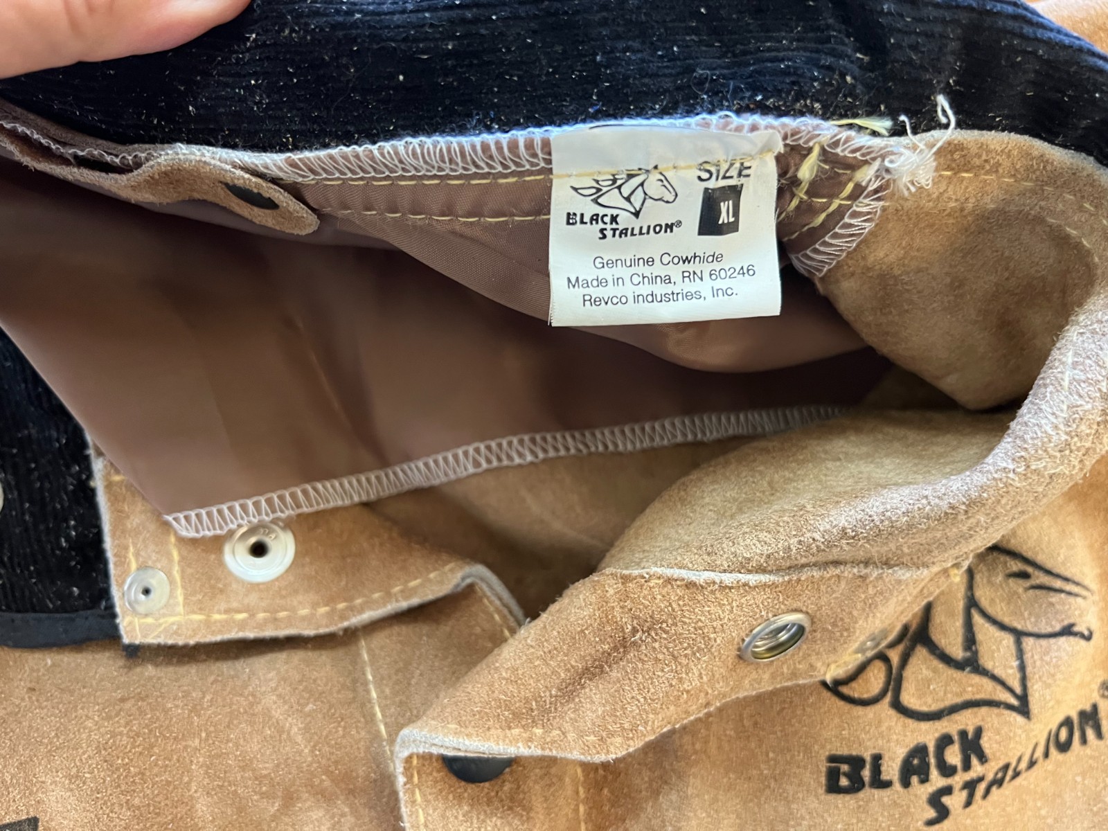 Black Stallion Industrial Cowhide Leather Welding Jacket XL w/ Open Back