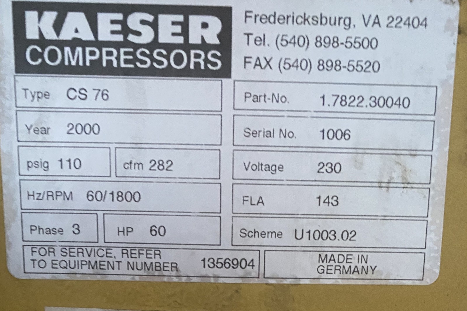 KAESER COMPRESSOR AND DRYER