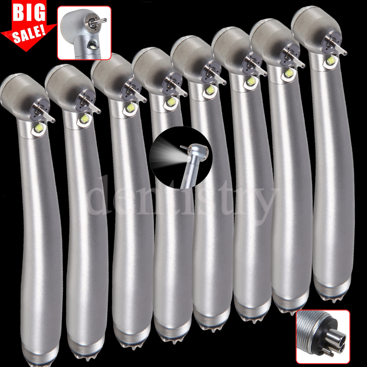 Pieza de mano LED turbina alta velocidad fibra óptica dental estilo NSK 4 Holes