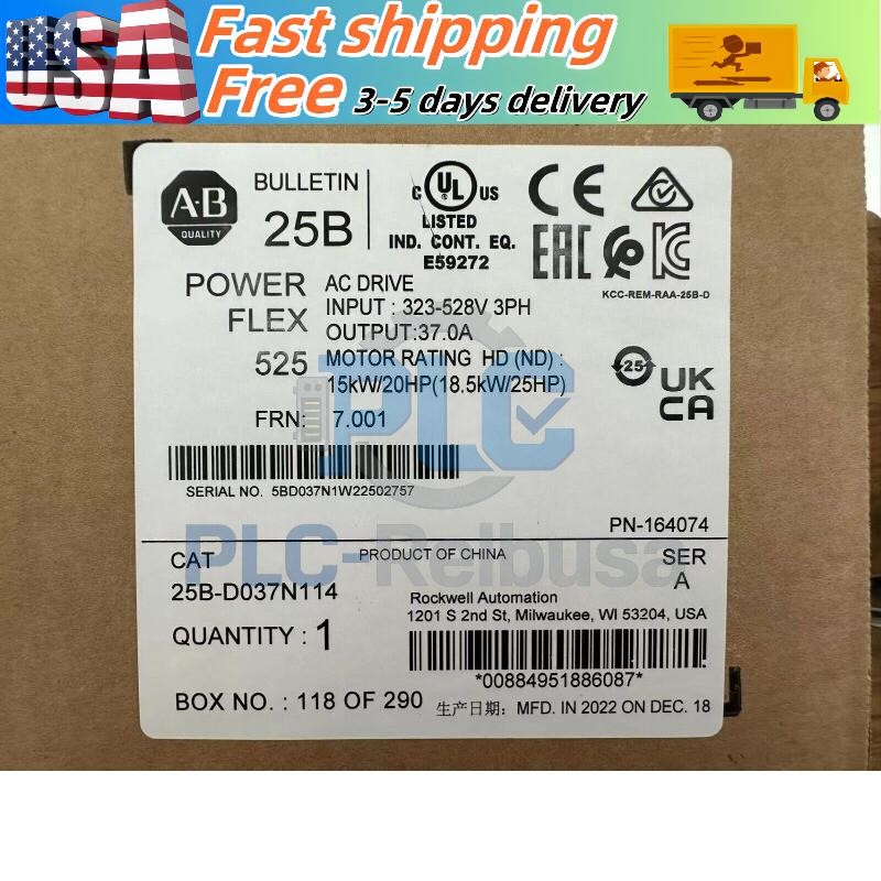 25B-D037N114 Allen Bradley PowerFlex 525 AC Drive NEW Factory Sealed US Free Tax