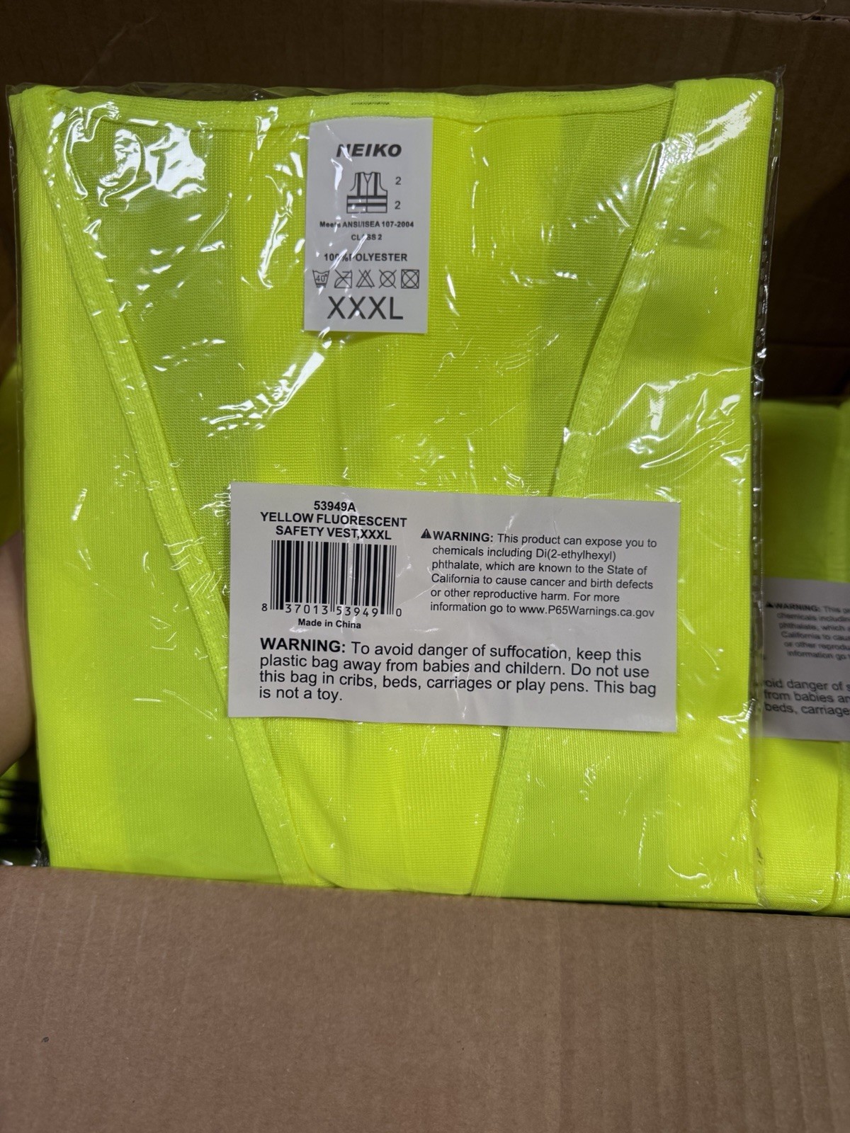 20-pack Neiko High Visibility Safety Vest, ANSI Class 2, No Pocket,XXXL