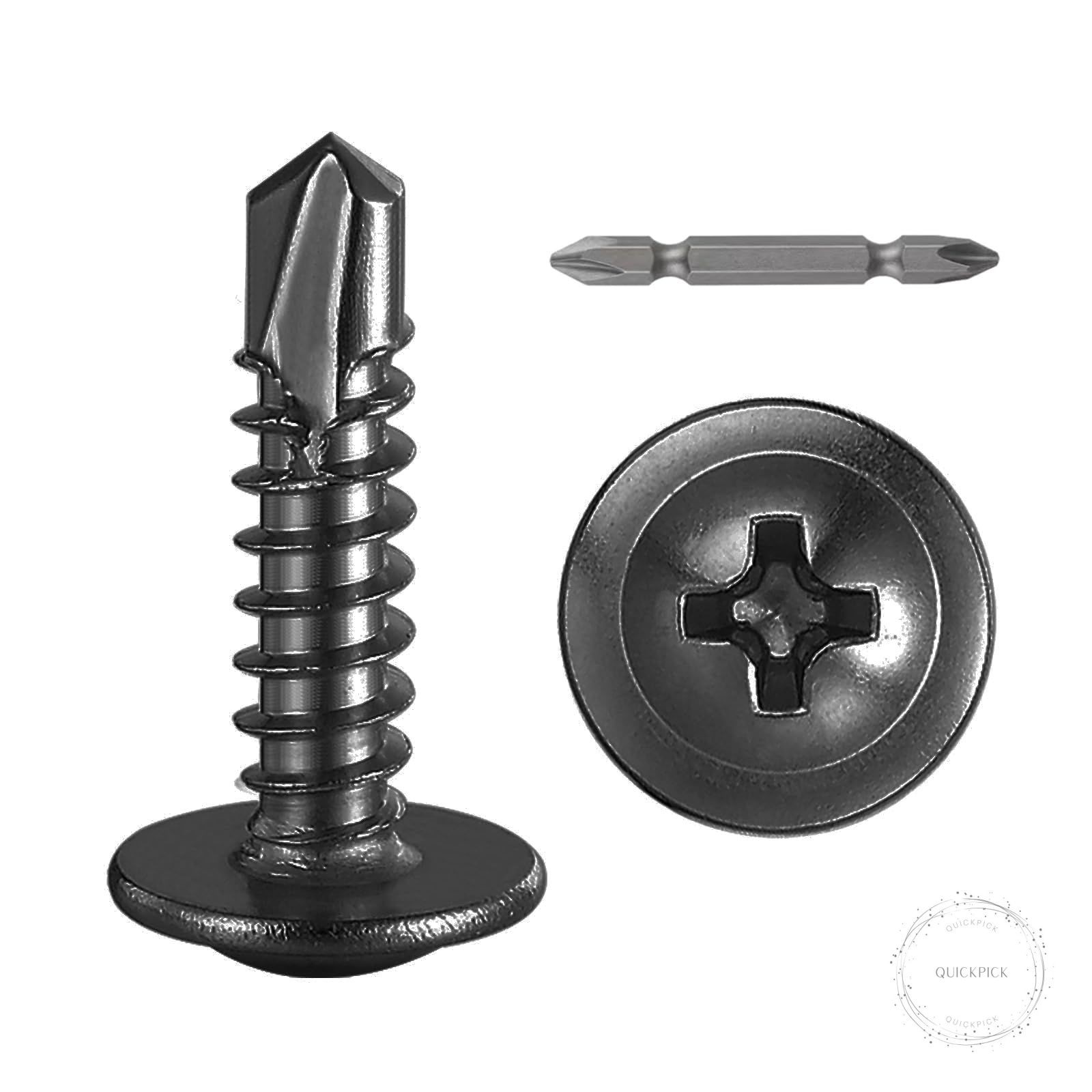 (300 pcs) #10×3/4” for Sheet Metal Self-Tapping Screws 410 Black Stainless Steel