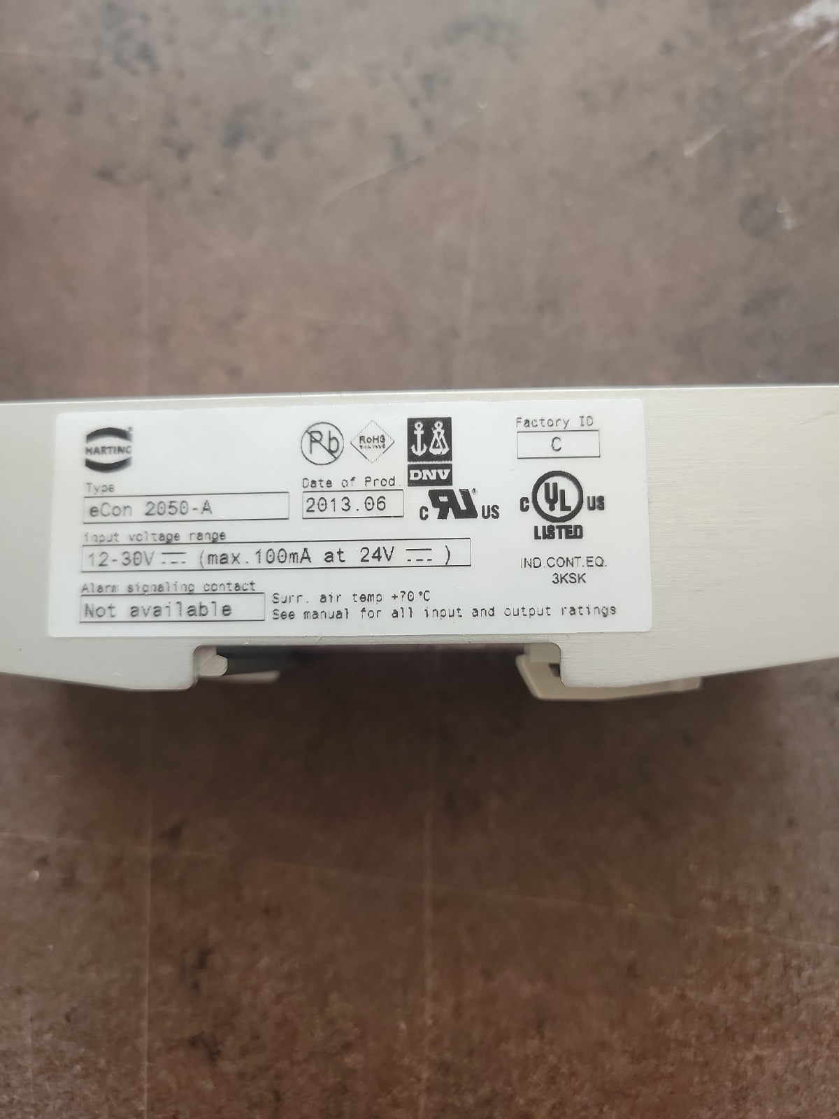Harting Electric 5 Port Ethernet Switch Hub IP 30 Type: ESC eCon 2050-A