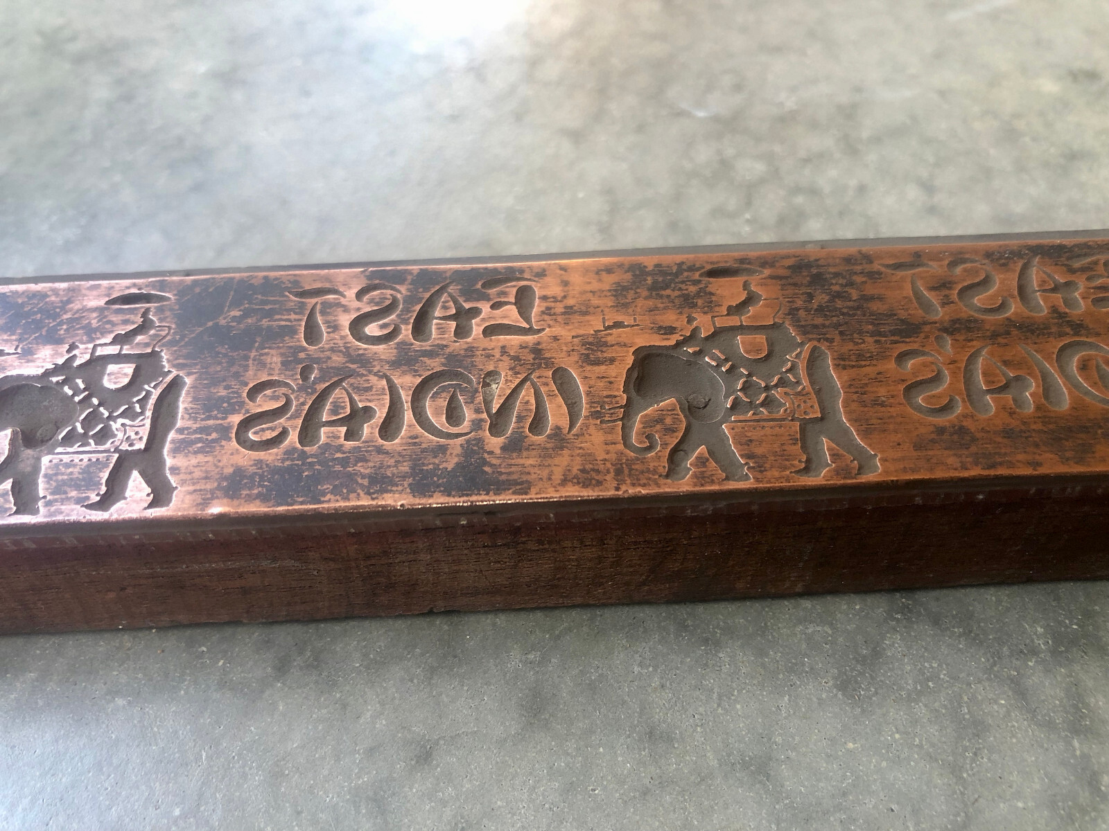 Large Long copper Antique Letterpress PRINTING BLOCK – EAST INDIA’S Ad