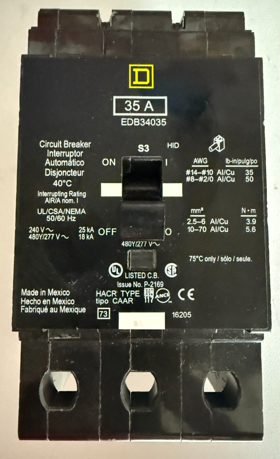 NEW NO BOX SQUARE D – EDB34035