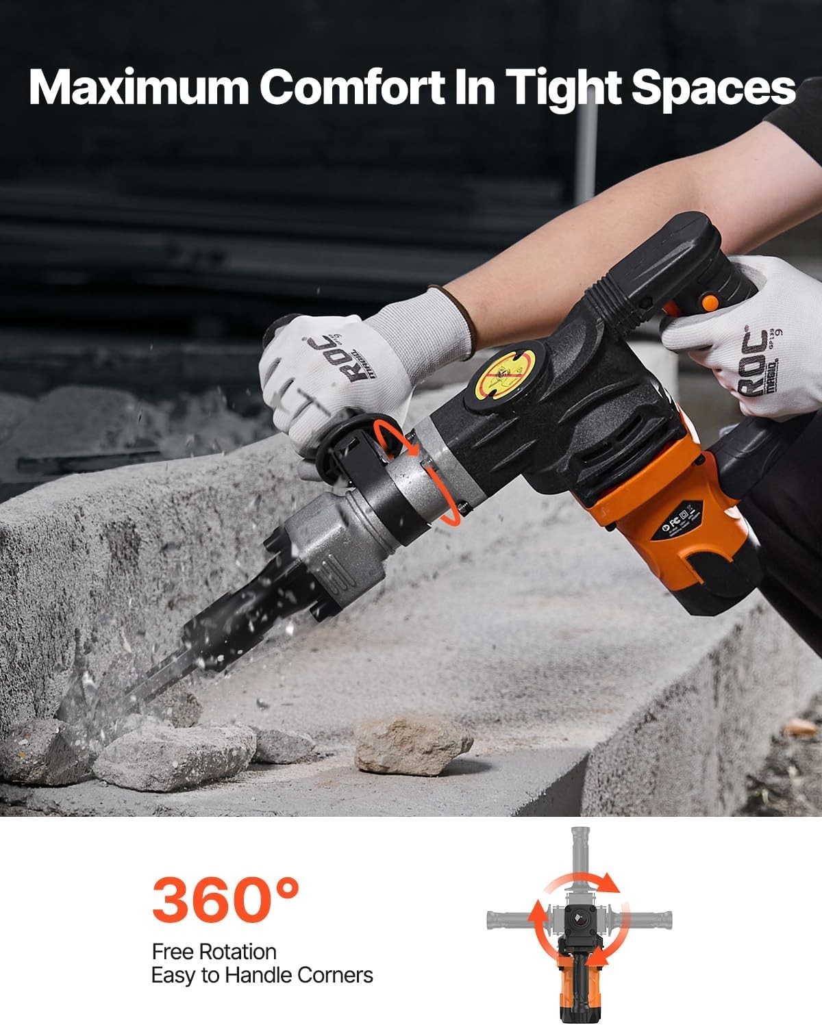 Demolition Jack Hammer 1400W Electric Heavy Duty Concrete Breaker 2900 BPM Tools