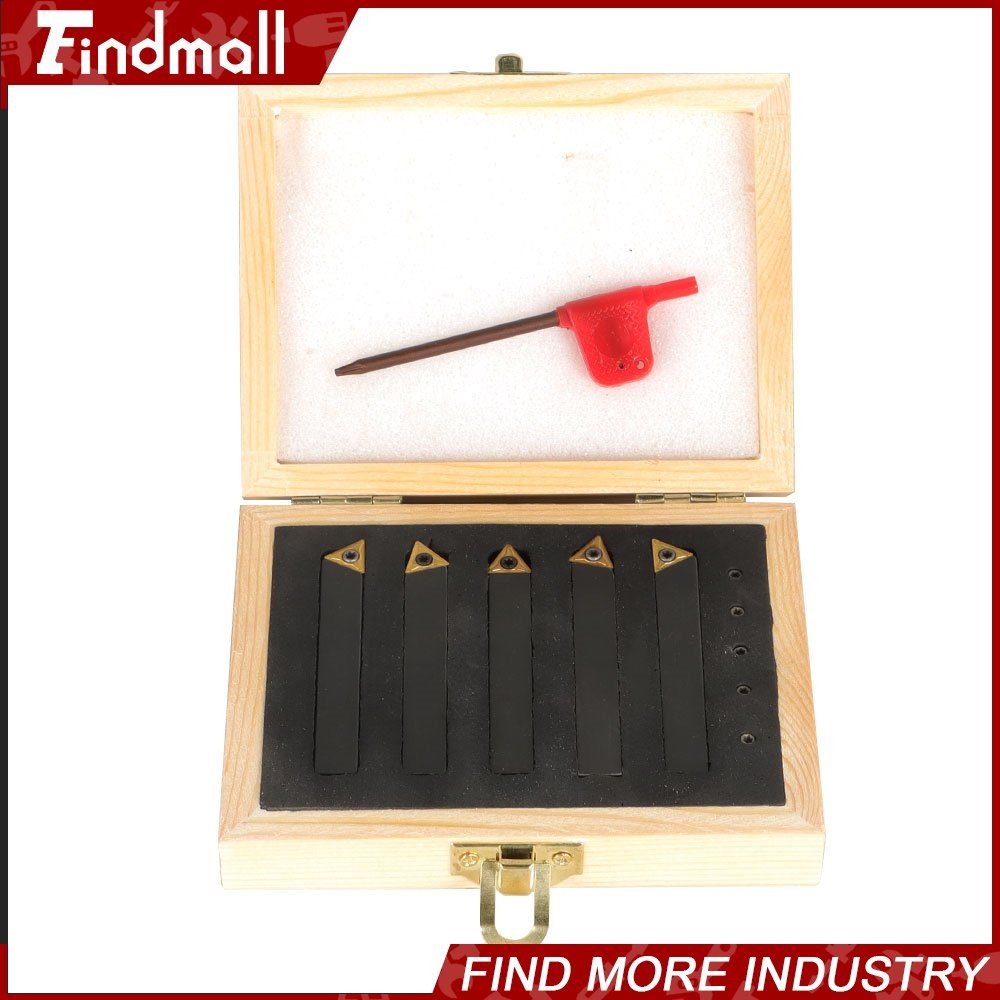 Findmall 5x 3/8″ Lathe Indexable Carbide Insert + Turning Tooling Bit Holder Set