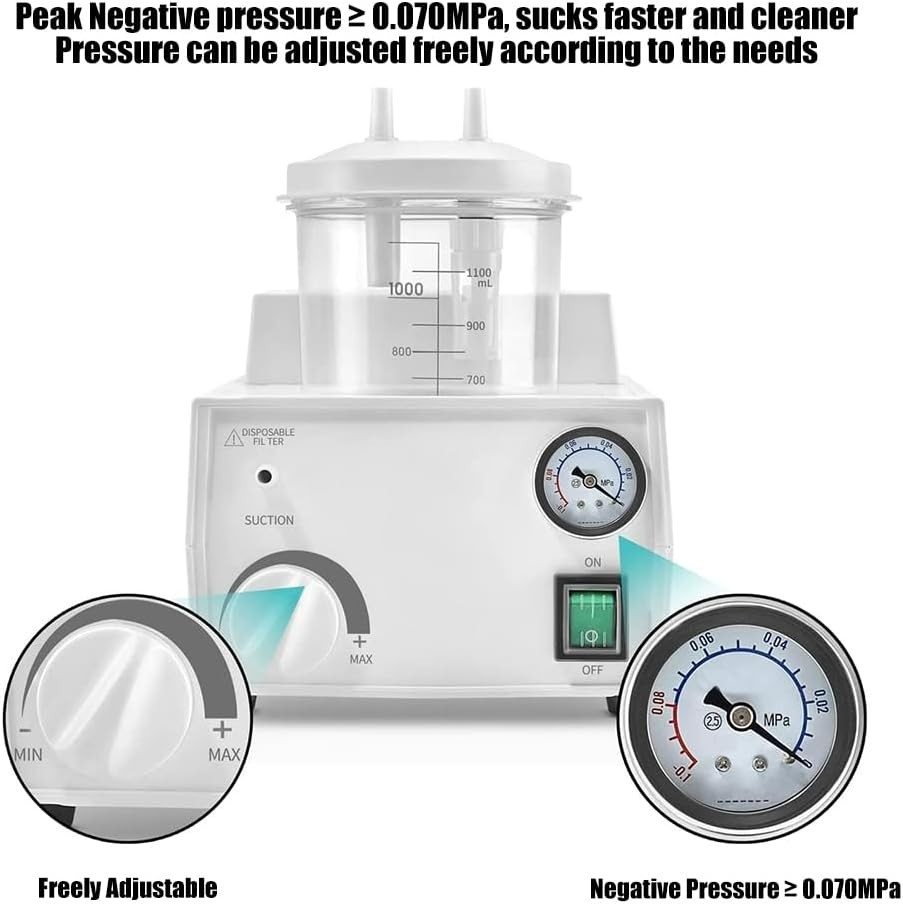 Portable Veterinary Suction Machine – 1000mL Canister – Quiet 11L/min Pump