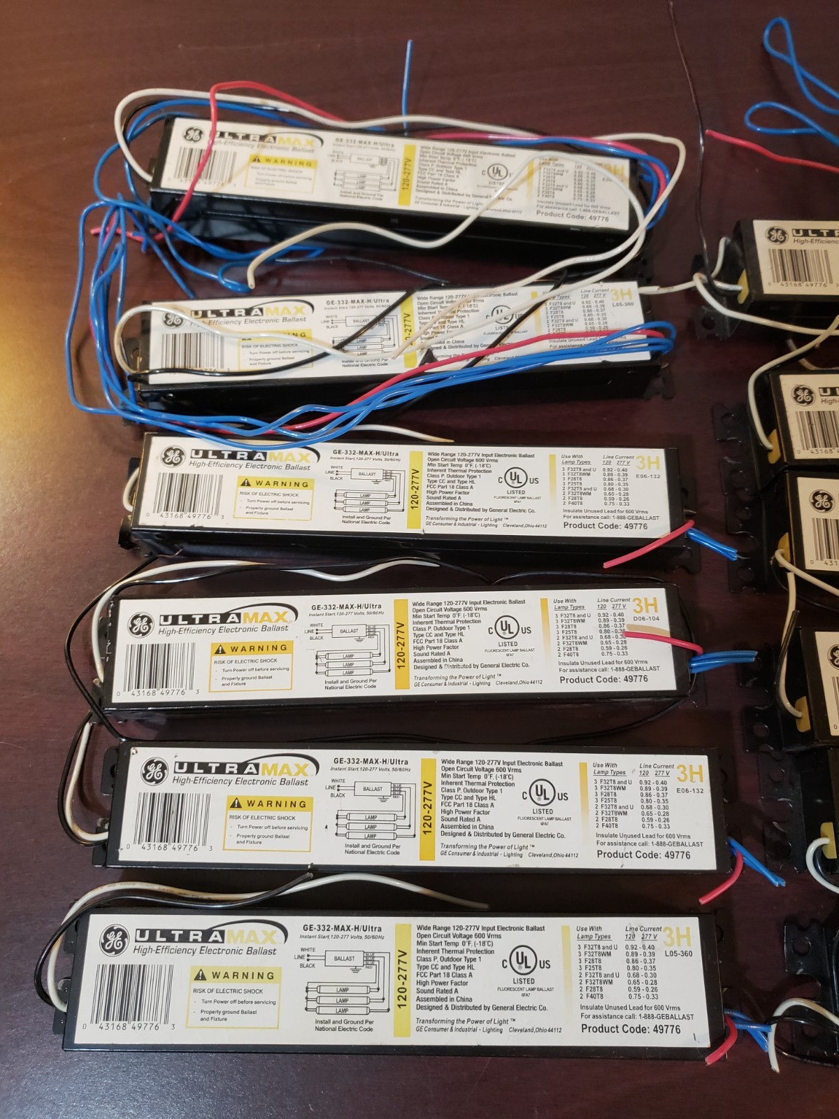 Lot of 12 GE GE-332-MAX-H/ULTRA 120/227V-50/60Hz Electronic Ballast