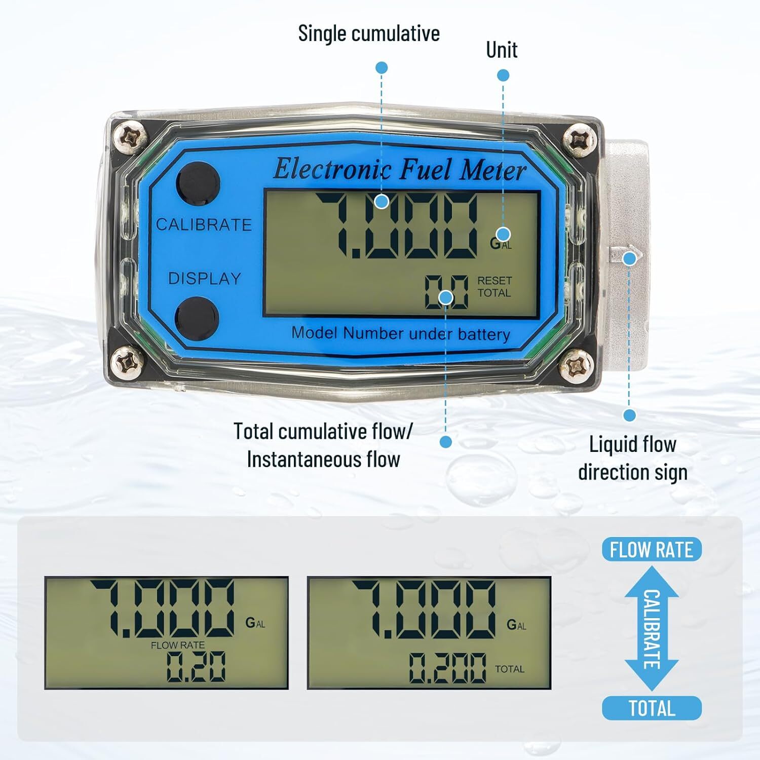 1″ Digital Turbine Flow Meter Fuel Flow Meter Water Flow Meter LCD Display USA
