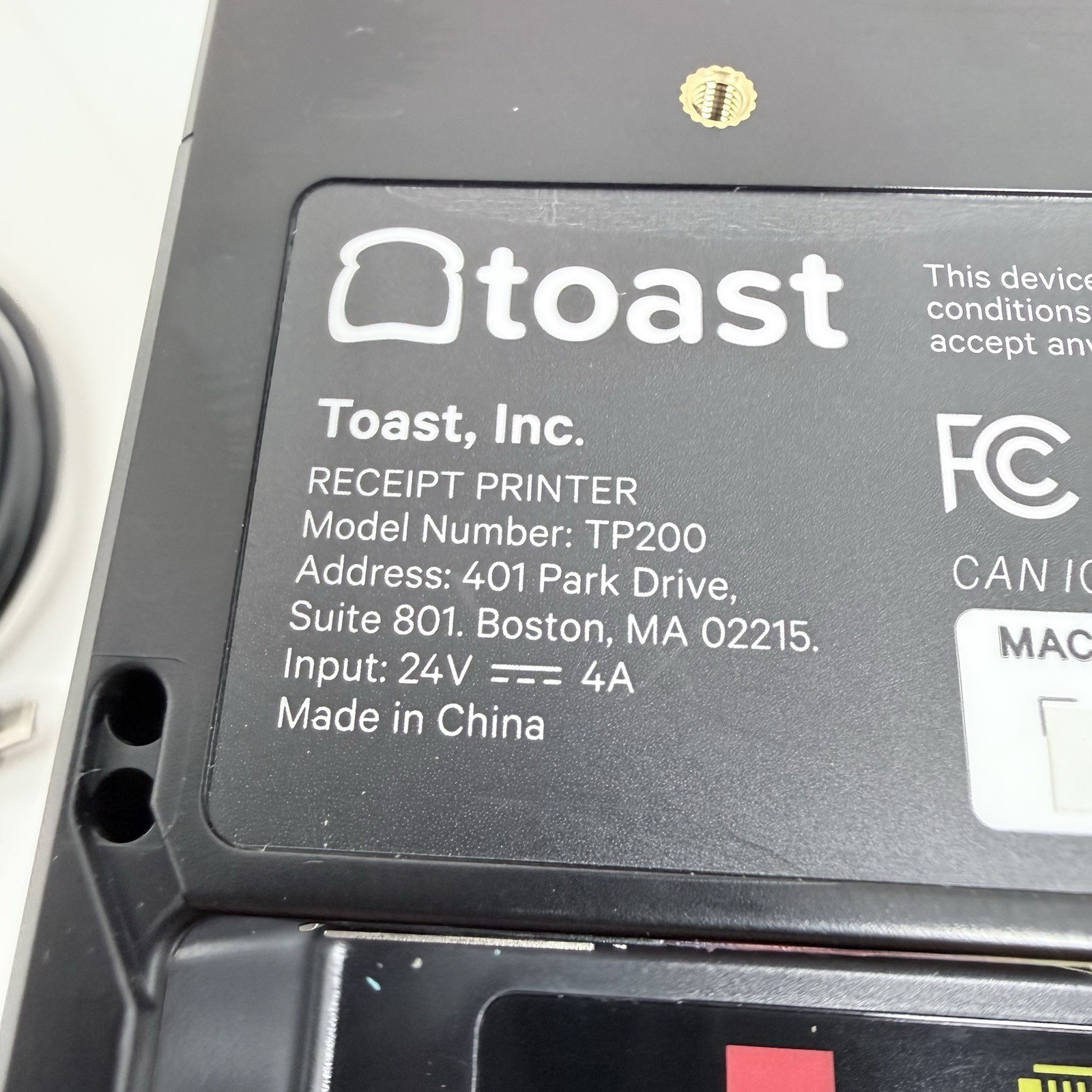 Toast TP200 Receipt Printer POS w/ USB-C Cable Black – Tested Working