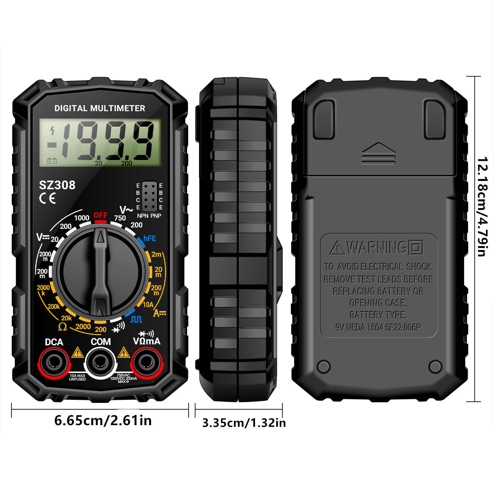 Multimeter Tester for AC DC Voltage DC Current Resistance and Transistor Check