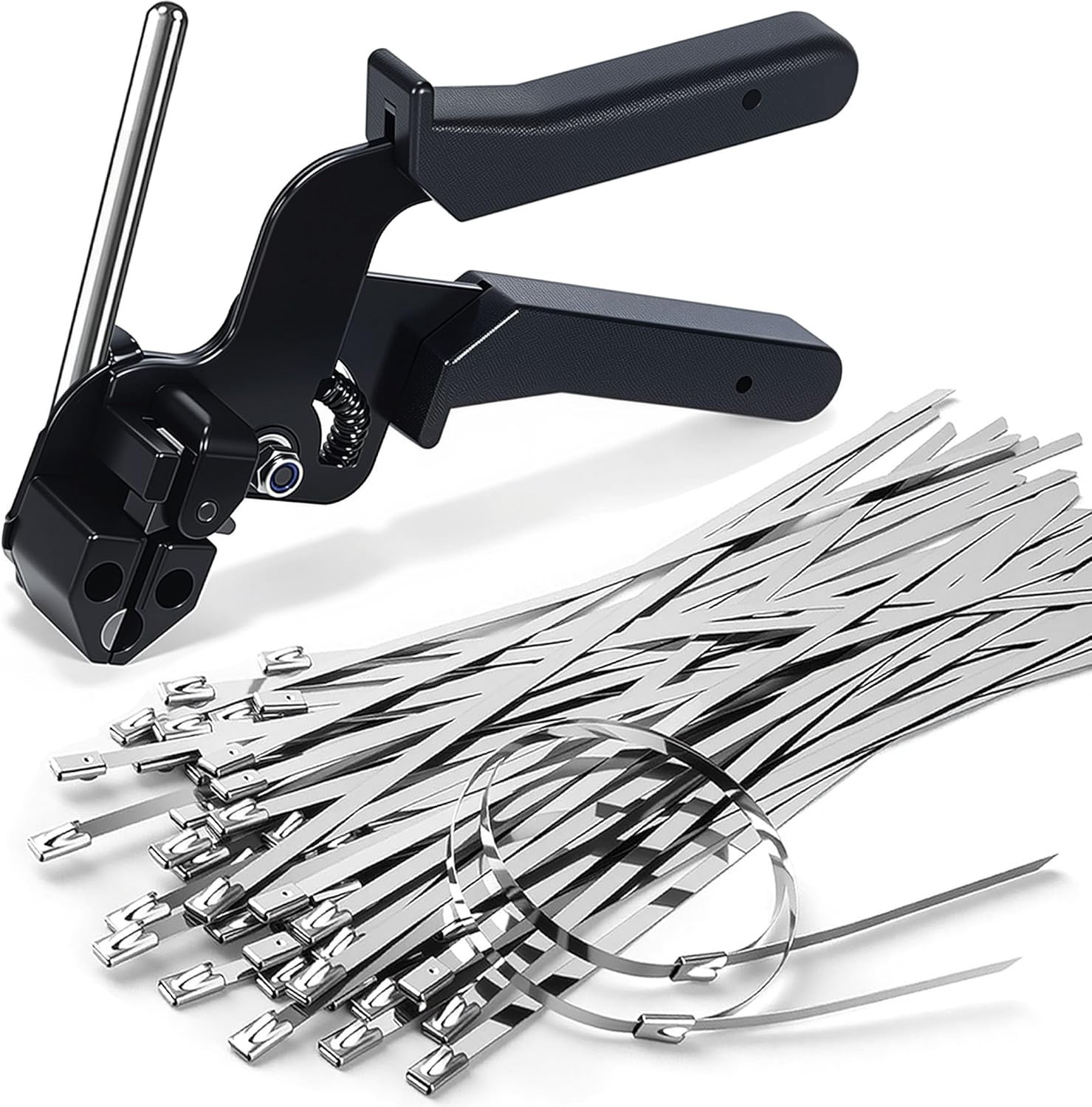 Stainless Steel Zip Ties 100Pcs 11.8In Heavy Duty Cable Tie Gun Kit UV