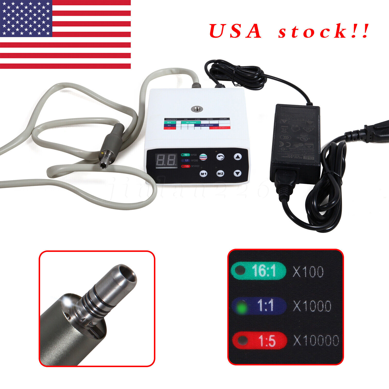 NSK NL400 Type Dental Electric Motor + 1:5 Handpiece Fiber Optic Contra Angle