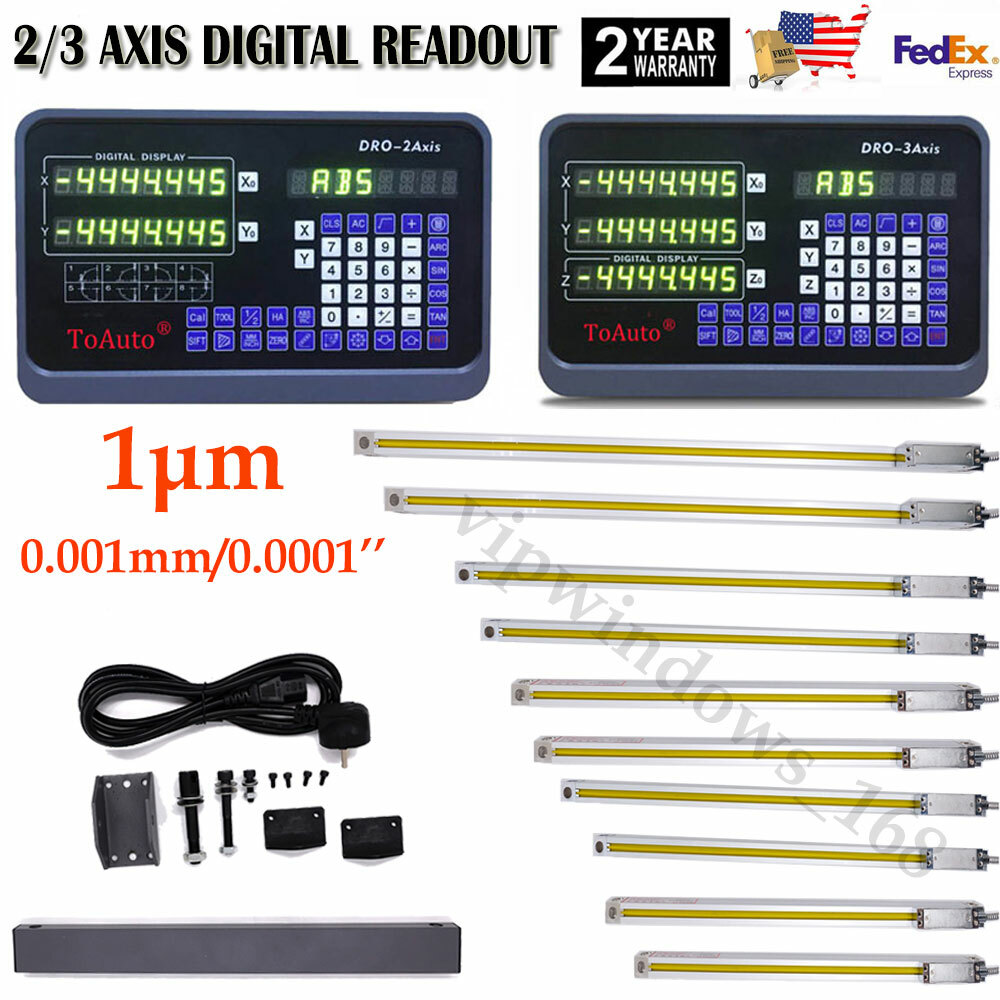 DRO 1um Linear Scale Digital Readout 2/3 Axis for Bridgeport Mill Lathe,US STOCK
