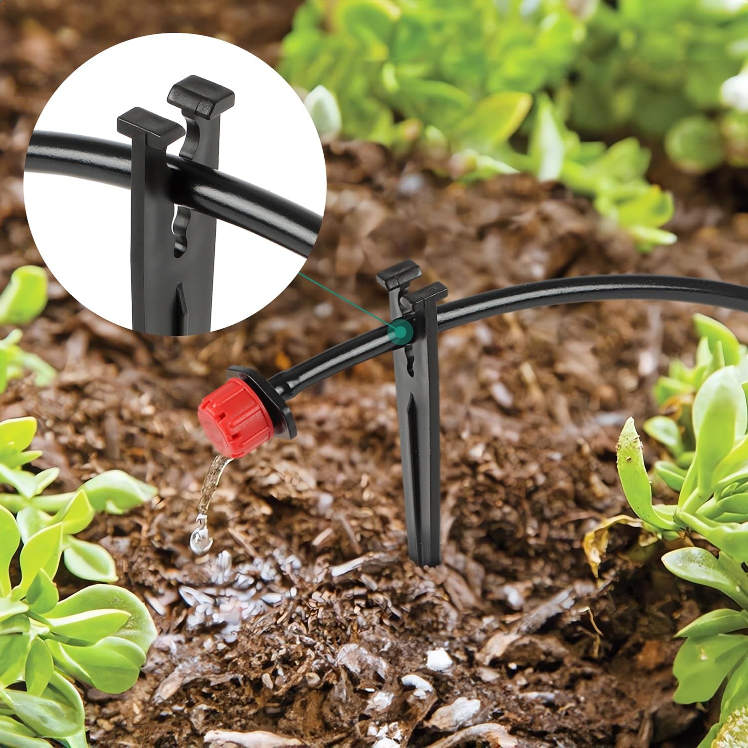 100 Pack 1/4 Inch Drip Irrigation Support Stakes, Plastic, 5.68 Inch, Barb Conne